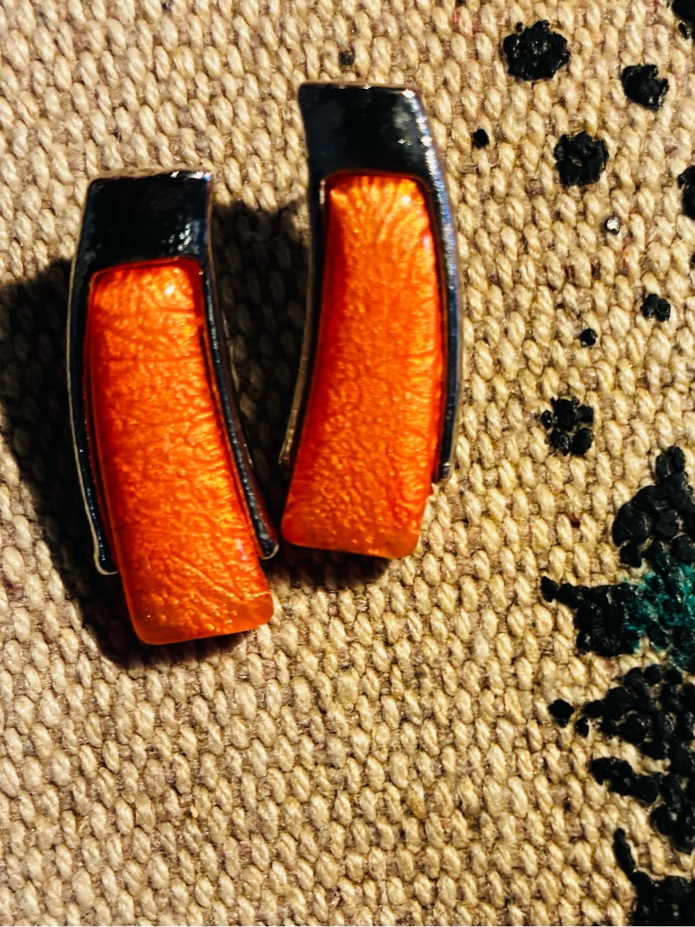 Bright Coral/Orange Inlaid Earrings - Women Accessories